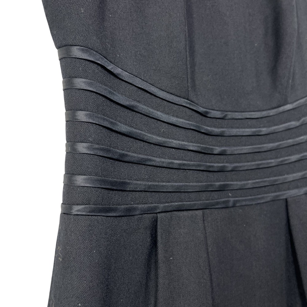 Banana Republic Black Wool Silk Trim Sleeveless Sheath Dress‎ Size 2 Stretch - Picture 5 of 10